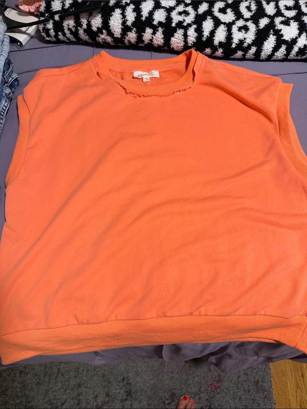 Listicle Sleeveless Crewneck Tank - Bright Orange